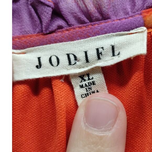 Jodifl Women's Size XL Orange Purple Colorful Bright Sleeveless Lined Maxi Dress - Picture 6 of 7